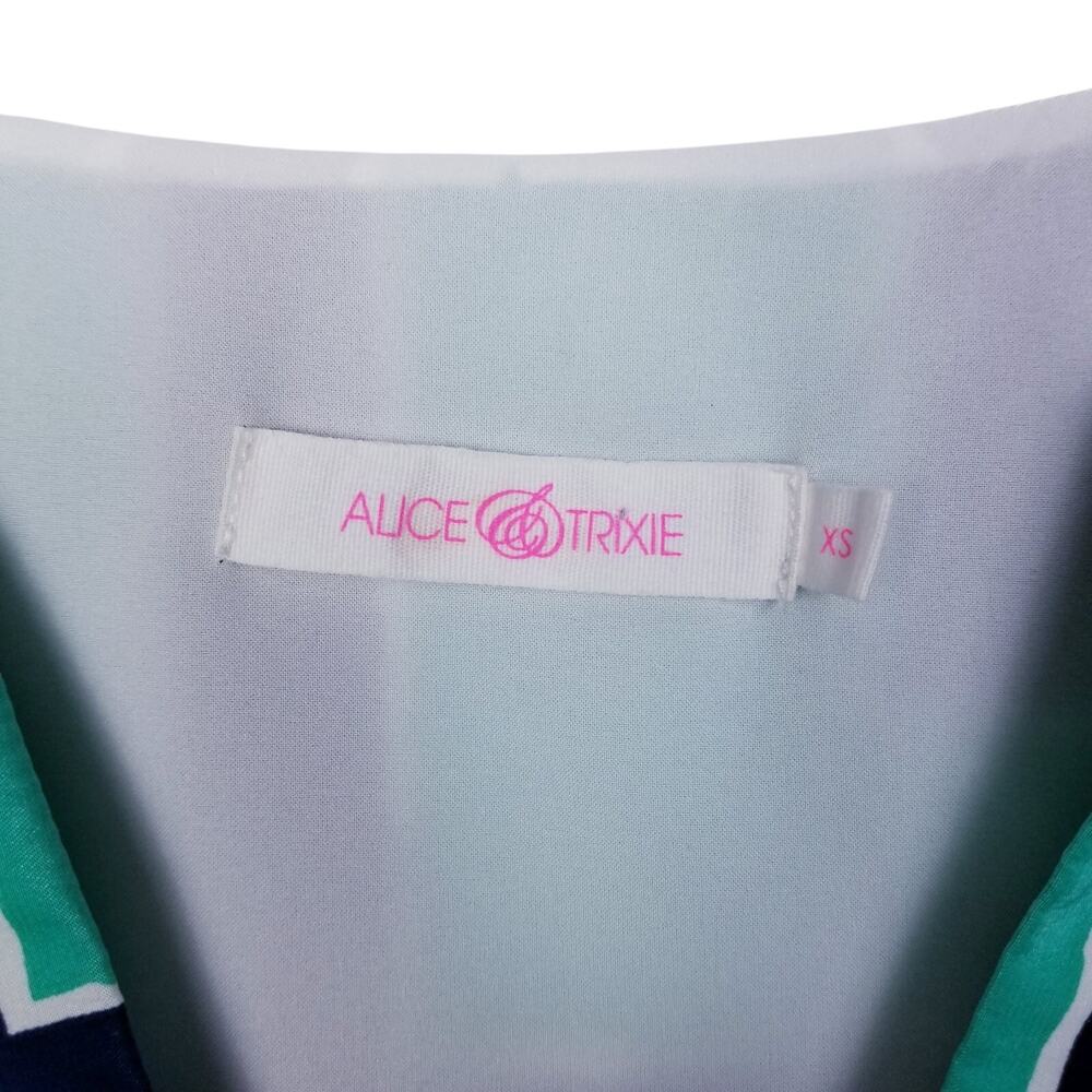 ALICE & TRIXIE 100% Silk Shift Mini Dress Navy Green Sleeveless - XS - Picture 5 of 6